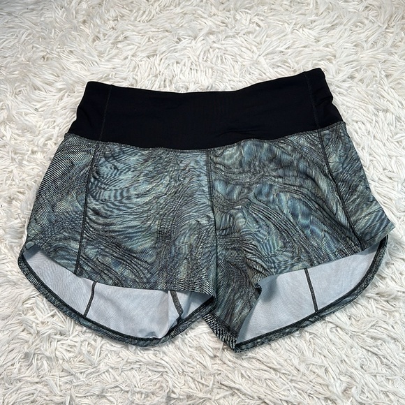 Lululemon Speed Up Mid-Rise Short 4" Dimensional Icing Blue Multi / Black - Picture 1 of 6
